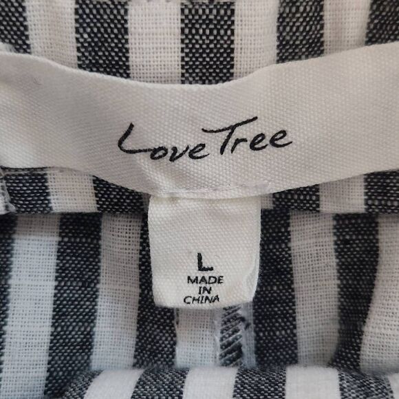 Love Tree Black and White Striped Preppy Shorts with Tie Waist Size Large - Picture 6 of 9